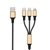 2GO USB kabelis USB-A – USB-C + microUSB + Lightning 1,5 m juodos ir auksinės spalvos (797152)