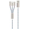 USB kabelis 2GO USB-A - USB-C + microUSB + Žaibas 1,5 m Baltas (797316)