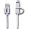 Kabelis USB 2GO USB-A - microUSB + Lightning 1 m Baltas (795637)