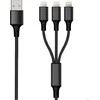 2GO USB laidas USB-A – USB-C + microUSB + Lightning 1,5 m Juodas (797155)