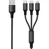 USB kabelis 2GO USB-A - USB-C + microUSB + Žaibas 3 m Juodas (797154)