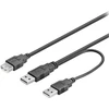 Goobay USB maitinimo kabelis DELTACO Y 2xType A ha, 1xType A female, 0.3m, juodas / USB2-16