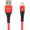 Accura USB-A - USB-C 1.0m gumowy 5V/2A raudona