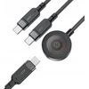 Acefast C6-11 USB-C 3in1 kabelis – 2x USB-C / Qi 480Mb/s 100W 1.2m – Juodos spalvos