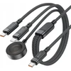 Acefast C6-11 USB-C 3in1 kabelis – 2x USB-C / Qi 480Mb/s 100W 1.2m – Juodos spalvos