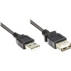 Kabelis USB Alcasa USB-A - USB-A 0.3 m Juodas (2511-OF03S)