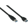 Kabelis USB Alcasa USB-A - USB-A 1 m Juodas (UK30P-ASA-010S)