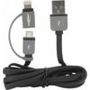 Ansmann USB-A – microUSB + Lightning kabelis 1 m pilkas (1700-0037)