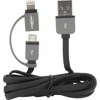 Ansmann USB-A – microUSB + Lightning kabelis 1 m pilkas (1700-0037)