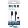 Kabelis USB Ansmann USB-C - Lightning 1.2 m Juodas (1700-0106)