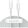 Baseus Simple Wisdom duomenų kabelio komplektas iš USB-C į Lightning PD 20W (2 Vnt), 1.5 m baltos spalvos
