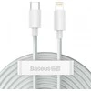Baseus Simple Wisdom duomenų kabelio komplektas iš USB-C į Lightning PD 20W (2 Vnt), 1.5 m baltos spalvos