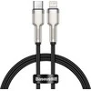 Baseus Cafule Metalinis duomenų kabelis USB Type C/ Lightning - 20W Maitinimas 0.25m, Juodas (Juodas)