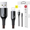 Baseus C formos Lightning kabelis su LED 2.4A 1m - Juodas