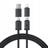 Kabelis Baseus Versatile 60W USB-C - USB-C su adapterami USB-A i Lighting 1m - juoda