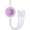 Baseus Bright Mirror 4 kabelis 3-in-1 skirtas micro USB - USB-C - Lightning 100W 3.5A 1.1m – Violetinė