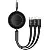 USB laidas Baseus Bright Mirror 2 Type-C į MicroUSB/Type-C/Lightning 3.5A 1.1m juodas CAMJ010201