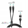 USB Connect IT laidas CONNECT IT 4w1 USB-C/USB Lightning/USB-C 1.25m juodas laidinis laidas