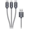 CONNECT IT Wirez 3in1 USB-C ir Micro USB bei Lightning, sidabro pilka, 1,2 m