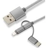 USB kabelis CoreParts USB-A - USB-C + microUSB + Žaibas 1 m pilka (MOBX- ACC- 003)