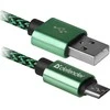 USB kabelis Defender USB-A - mikroUSB 1 m žaliasis (87804)