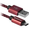 Defender USB AM-TYPE C 1,0m 2.1A Raudona