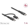 DeLOCK 81170, 1 m, USB C, USB C/Lightning, USB 2.0, Juoda