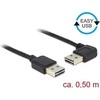 DELOCK kabelis EASY-USB 2.0 A tipo kištukas > EASY-USB 2.0 Type-A vyriškas kampas į kairę / dešinę 0,5 m