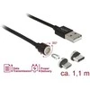 USB kabelis Delock USB-A - microUSB + USB-C 1.1 m Juodas (85723)