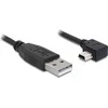 KABELIS USB MINI(M) KAMPINIS PRAWO->USB-A(M) 2.0 3M JUODA DELOCK