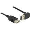 DELOCK ilgintuvas EASY-USB 2.0 tipo A kištukinis kištukas, nukreiptas aukštyn / žemyn > USB 2.0 Type-A moteriškas juodas 0,5 m