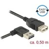 DELOCK ilgintuvas EASY-USB 2.0 tipo A kištukinis kampu į kairę / dešinę > USB 2.0 Type-A moteriškas 0,5 m