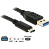 USB kabelis DeLOCK, 0,5 m, Type C ma - Type A ma, 3.1 Gen 2, juodas / 83869