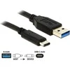USB kabelis DeLOCK, 0,5 m, Type C ma - Type A ma, 3.1 Gen 2, juodas / 83869