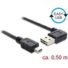 Delock Cable USB mini AM-BM 2.0 0.5m juoda kampu į kairę/dešinę Easy-USB