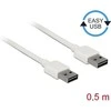 DELOCK kabelis EASY-USB 2.0 A tipo kištukas > EASY-USB 2.0 Type-A vyriškas 0,5 m baltas