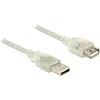 DELOCK ilgintuvas USB 2.0 tipo A kištukinis > USB 2.0 Type-A moteriškas 1,5 m skaidrus