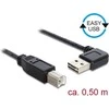DELOCK kabelis EASY-USB 2.0 tipo A kištukinis kampu į kairę / dešinę > USB 2.0 Type-B vyriškas 0,5 m