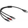 „Delock“ USB įkrovimo laidas „3 viename“, skirtas „Lightning“ / „MicroUSB“ / „Type-C“, 30 cm, 3 spalvų