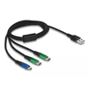 Kabelis USB Delock USB-A - 2x USB-C + microUSB 1 m Juodas (87882)