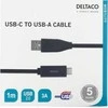 USB-C į USB-A kabelį, 1m, 3A, USB 2.0, juodas DELTACO / USBC-1004M