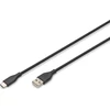 „Digitus Silicone“ USB-A - USB-C jungiamasis kabelis, USB 2.0 60W, 0,5m Juodas