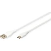 „Digitus“ silikoninis jungiamasis kabelis USB-A - USB-C, USB 2.0 60W, 0,5m Baltas