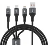 Dudao L3E 3 in 1 60W MicroUSB USB-C Lightning kabelis 1.2m – juodos spalvos