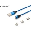 Magnetinis USB kabelis – USB Type C, Micro and Lightning 1m, SAVIO CL-154 Mėlyna