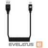 Kabelis USB Evelatus AutoSpring Coiled Cable USB A to Lightning 1.2M cable Juodas (TKCB-746AL1WH)