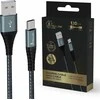 Extralink Smart Life 15W, USB-A - USB-C, 120cm, nailoninis oplotas, 5V 2.4A/3A, juoda