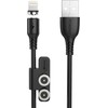 Foneng X62 Magnetic 3in1 USB į USB-C / Lightning / Micro USB kabelis, 2.4A, 1m (juodas)