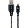 GEMBIRD CC-USB2B-AMCM-2M-BW Premium medvilnės pintas Type-C USB įkrovimo ir duomenų laidas 2m juodas/baltas