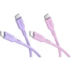 Kabelis USB Goobay Rinkinys Berry Swirl: 2 silikonowe kable USB-C, 1,5 m, liliowy rožinė